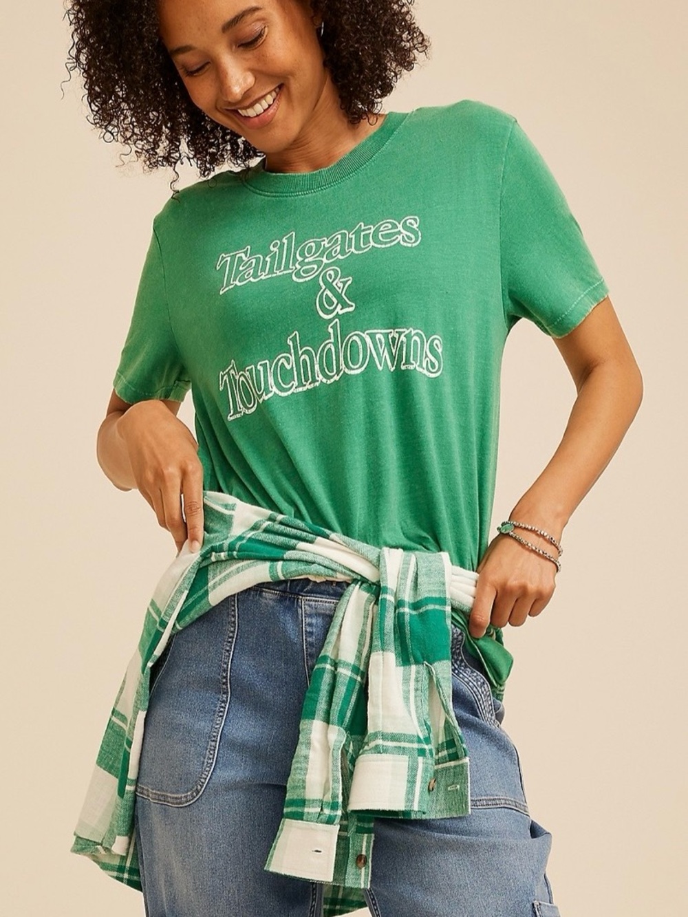 Green 'Tailgates & Touchdowns' Graphic Tee